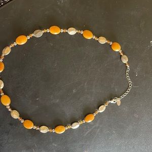 Beige and silver beaded necklace